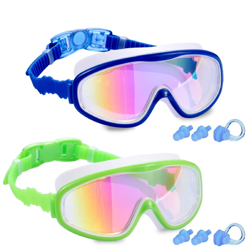 Young4us 2 Pack Kids Swim Goggles, Swimming Glasses for Children from 3 to 15 Years Old - Image 1